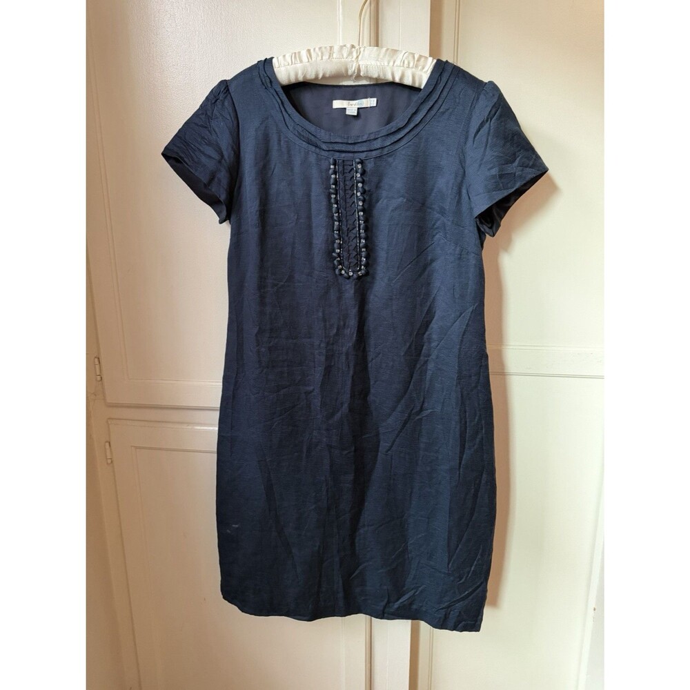 Boden Navy Blue Embellished Beaded Shift Dress - US 10 / UK 14